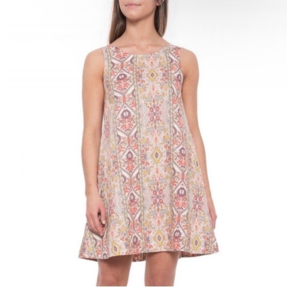 Rachel Zoe Multicolor Aztec Print Sleeveless Linen Dress